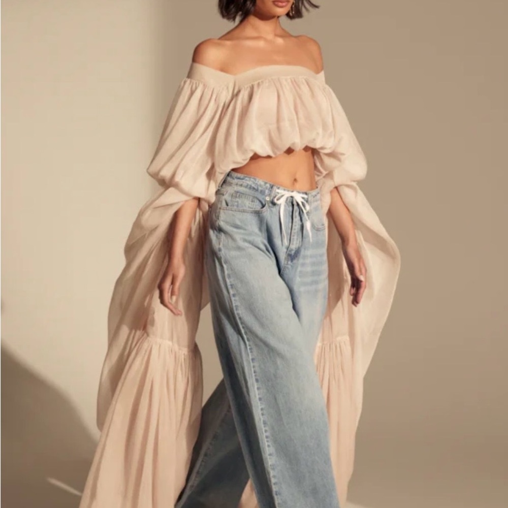 Elegant Off-Shoulder Cream Blouse
